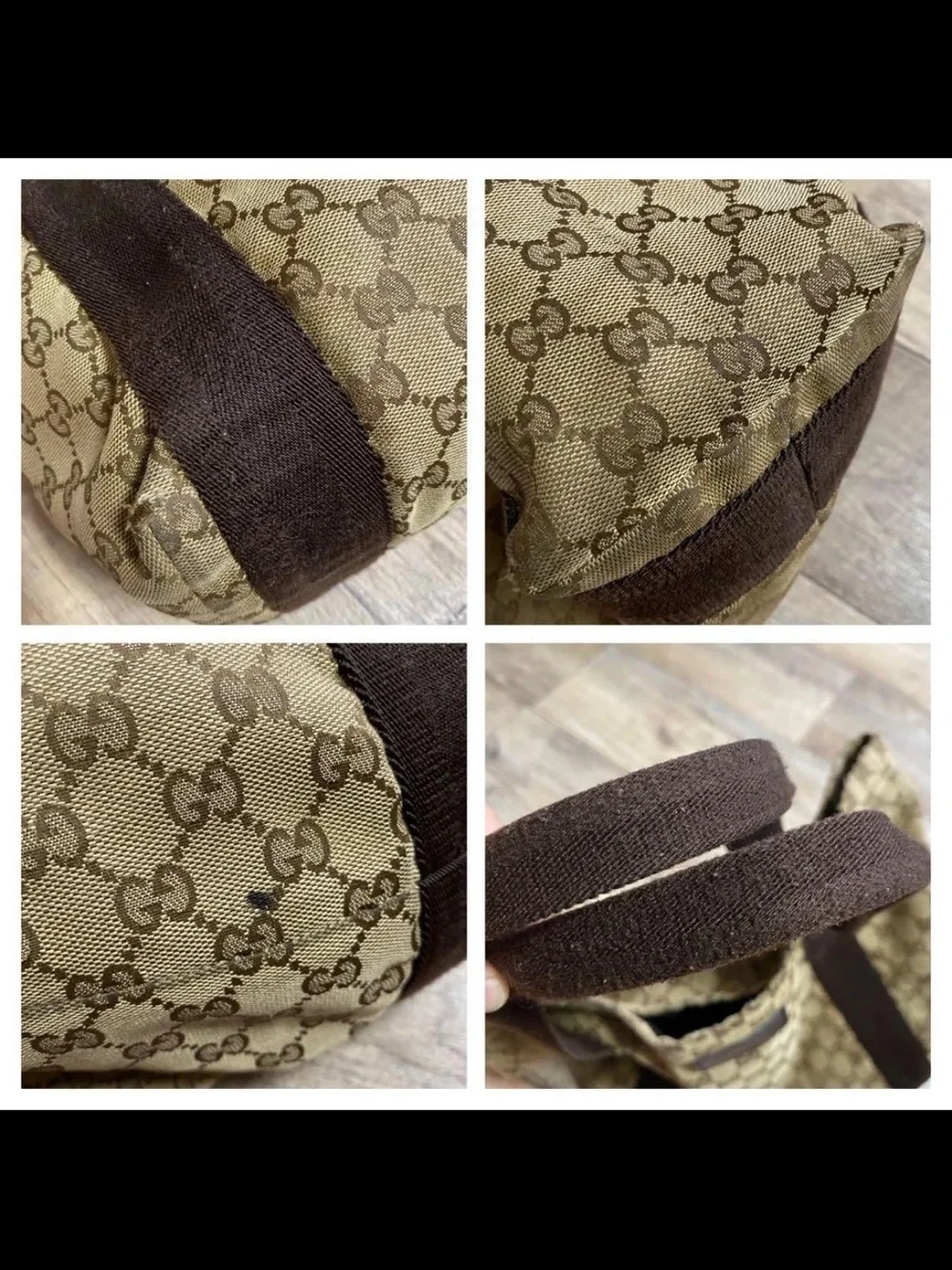 Gucci Beige GG Supreme Canvas Tote with Brown Straps